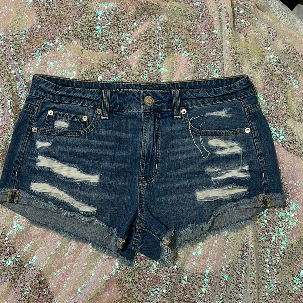 American Eagle dark jean shorts 6